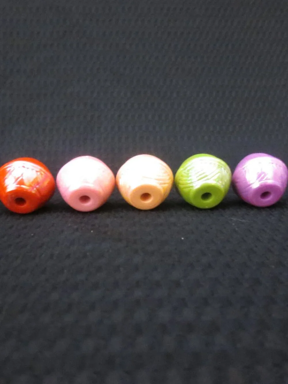 NEW 64 Macrame Beads Red Pink Peach Purple Green Iridescent Bicone Barrel